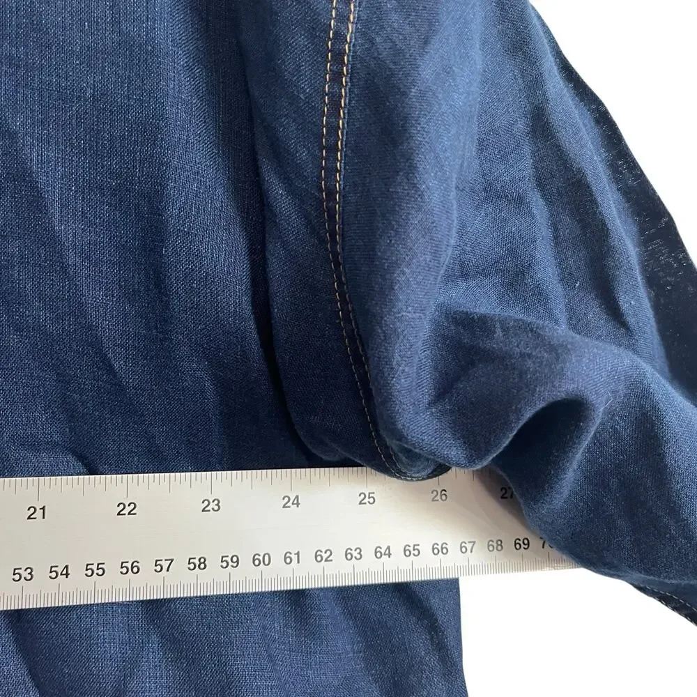 Lafayette 148 Linen Shirt Top Women Size XL Oversized Blue Denim Look Everson - Picture 12 of 14